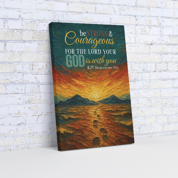 Be Strong & Courageous Scripture Canvas Wall Art