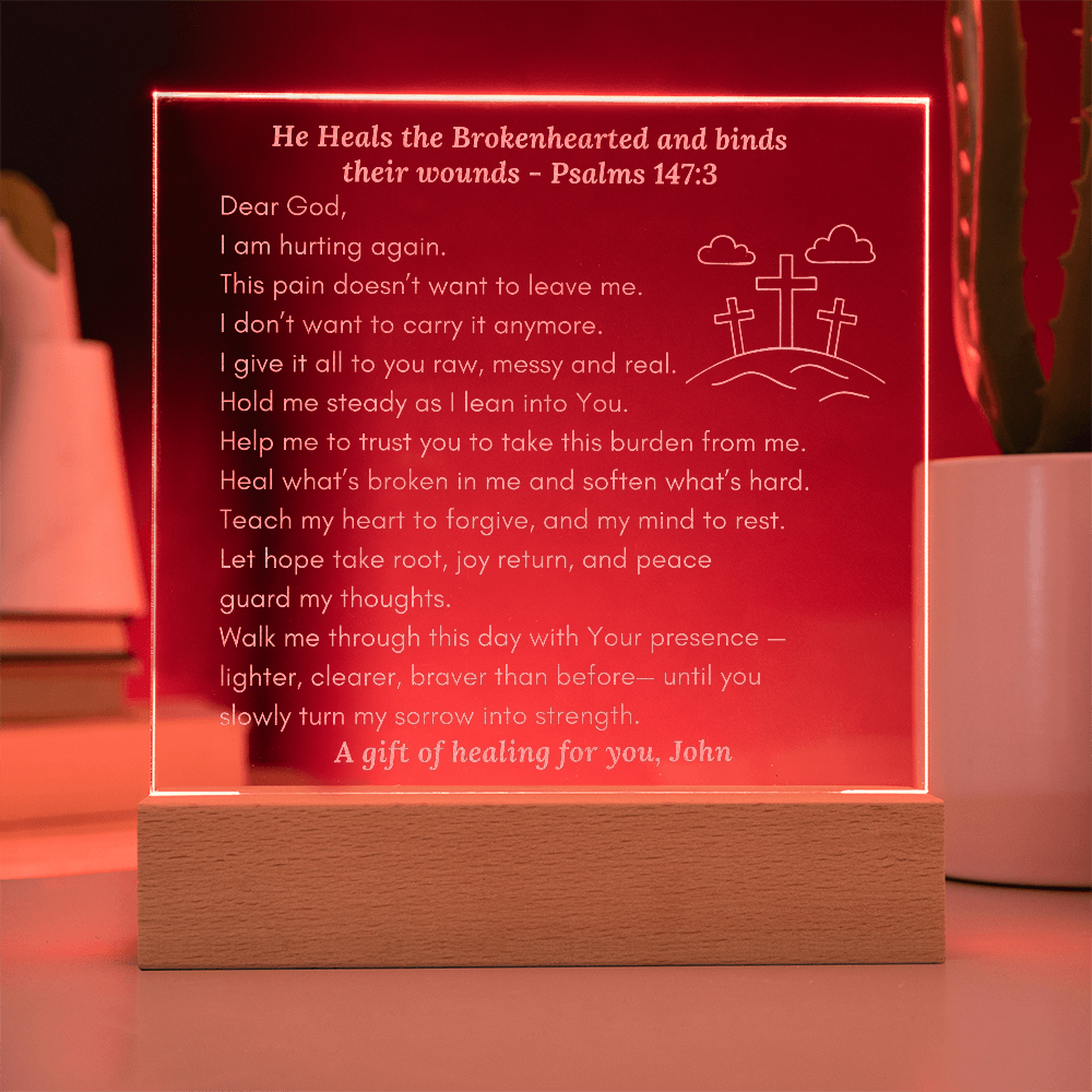 Custom LED Acrylic Prayer Plaque, Christian Encouragement Gift for Comfort & Healing