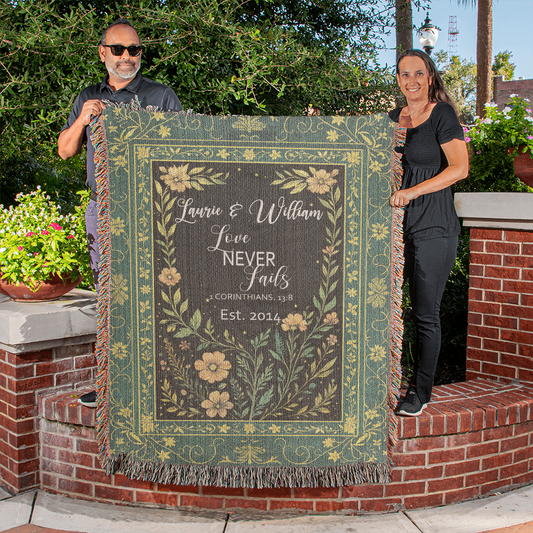 Personalized Wedding Blanket – Love Never Fails