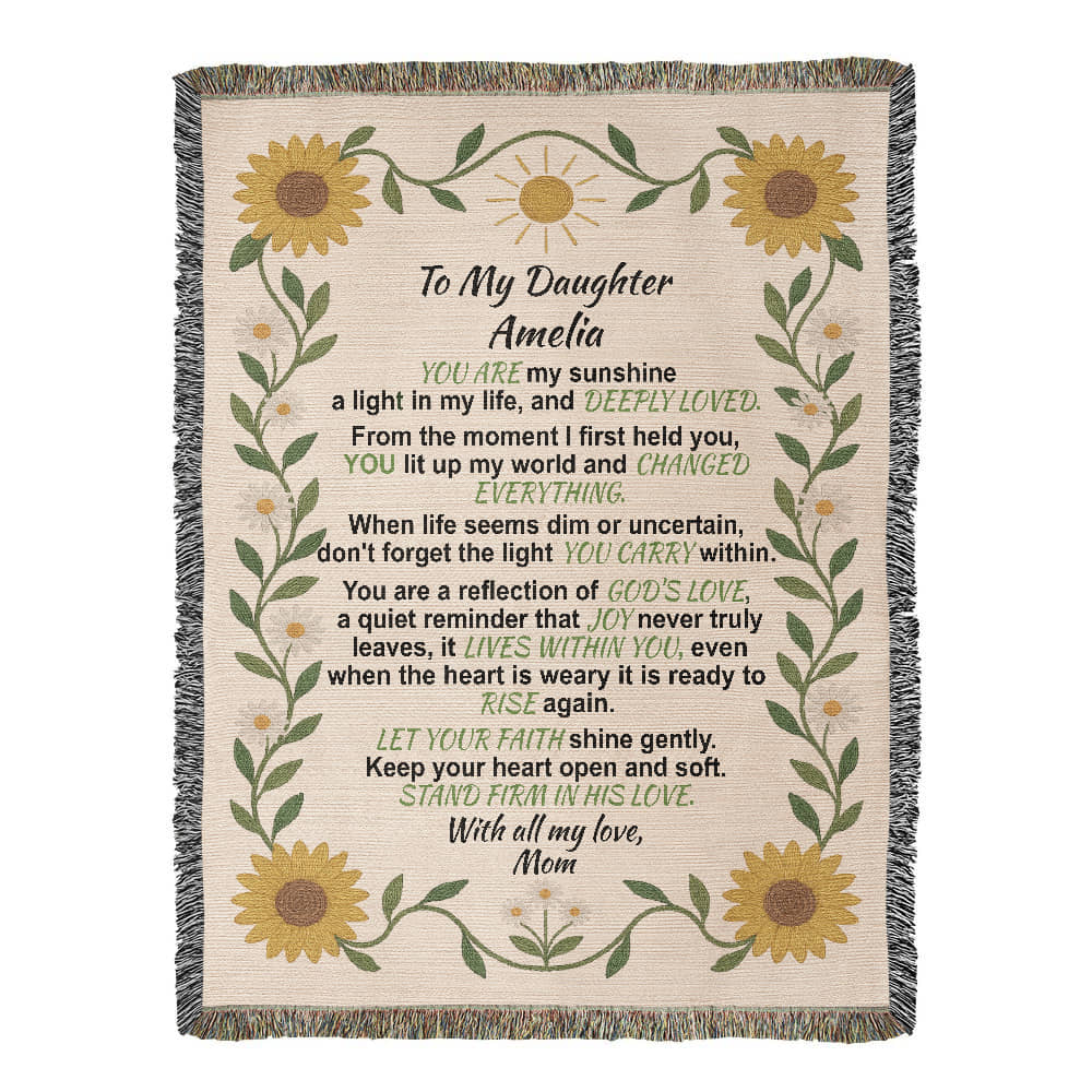 To My Daughter – Personalized Woven Blanket, Custom Cotton Throw Gift
