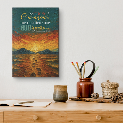 Be Strong & Courageous Scripture Canvas Wall Art