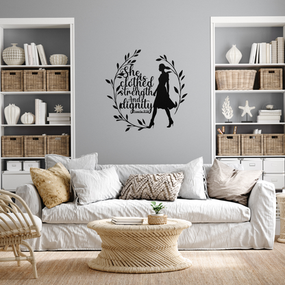 She Is Clothed in Strength and Dignity – Proverbs 31:25 Metal Wall Art