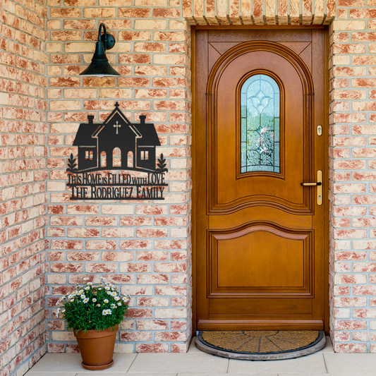 Custom_Family_Name_Christian_Metal_Sign_Black_Brick_Entrance_Mockup.png