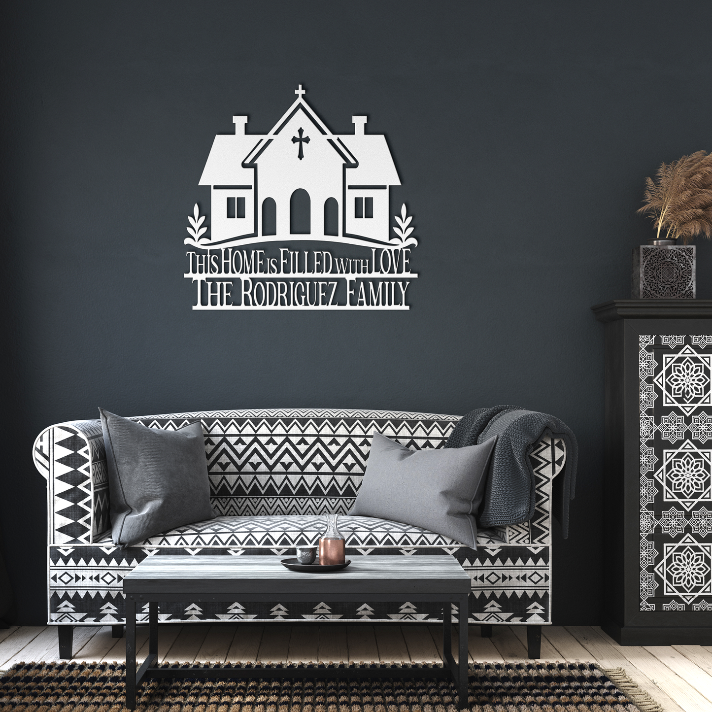 Custom_Family_Name_Christian_Metal_Sign_White_Dark_Living_Room_Mockup.png