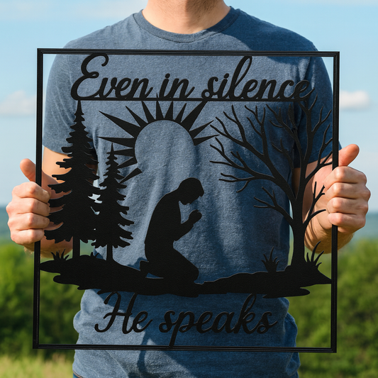 Even in Silence He Speaks – Christian Metal Wall Art