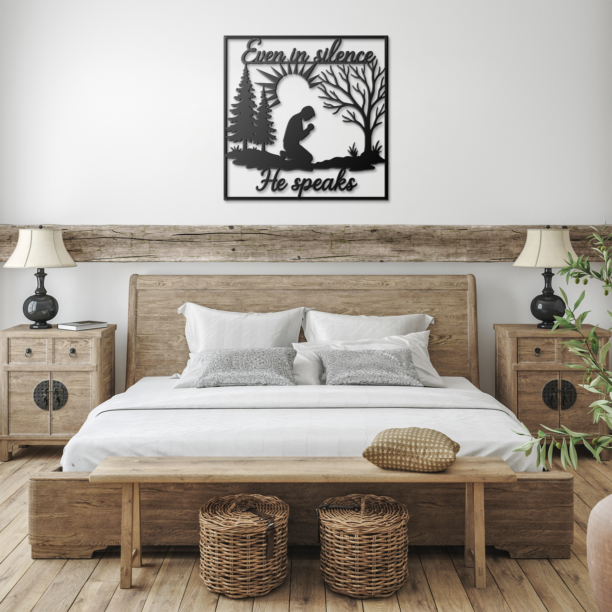 Even_in_Silence_He_Speaks__Christian__Black_Farmhouse_Bedroom_Mockup.png