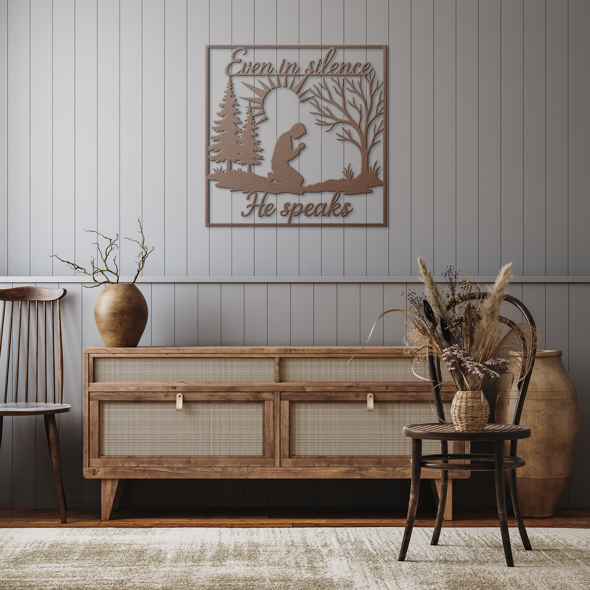Even_in_Silence_He_Speaks__Christian__Copper_Rustic_Hallway_Mockup.png