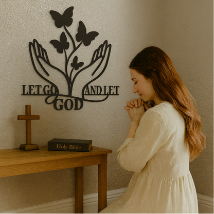 Inspirational "Let Go, Let God" Metal Wall Decor