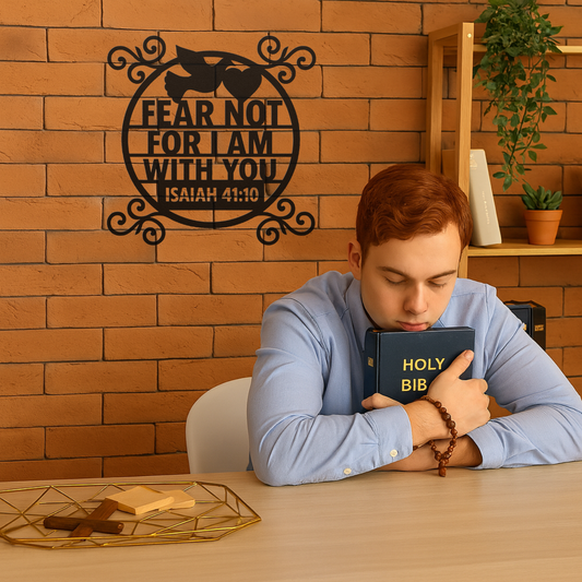 Fear Not I am With You – Christian Scripture Metal Sign for Encouragement