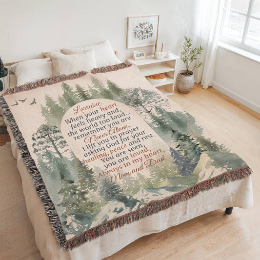 Personalized daughter blanket with watercolor frame and heartfelt poem
