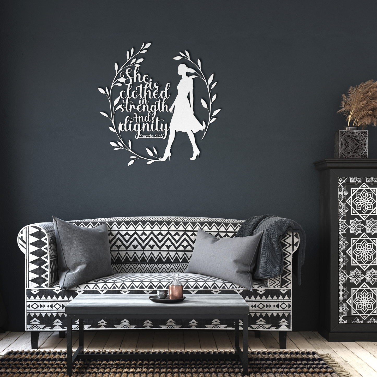 She_is_Clothed_in_Strength__Proverbs__White_Dark_Living_Room_Mockup.png