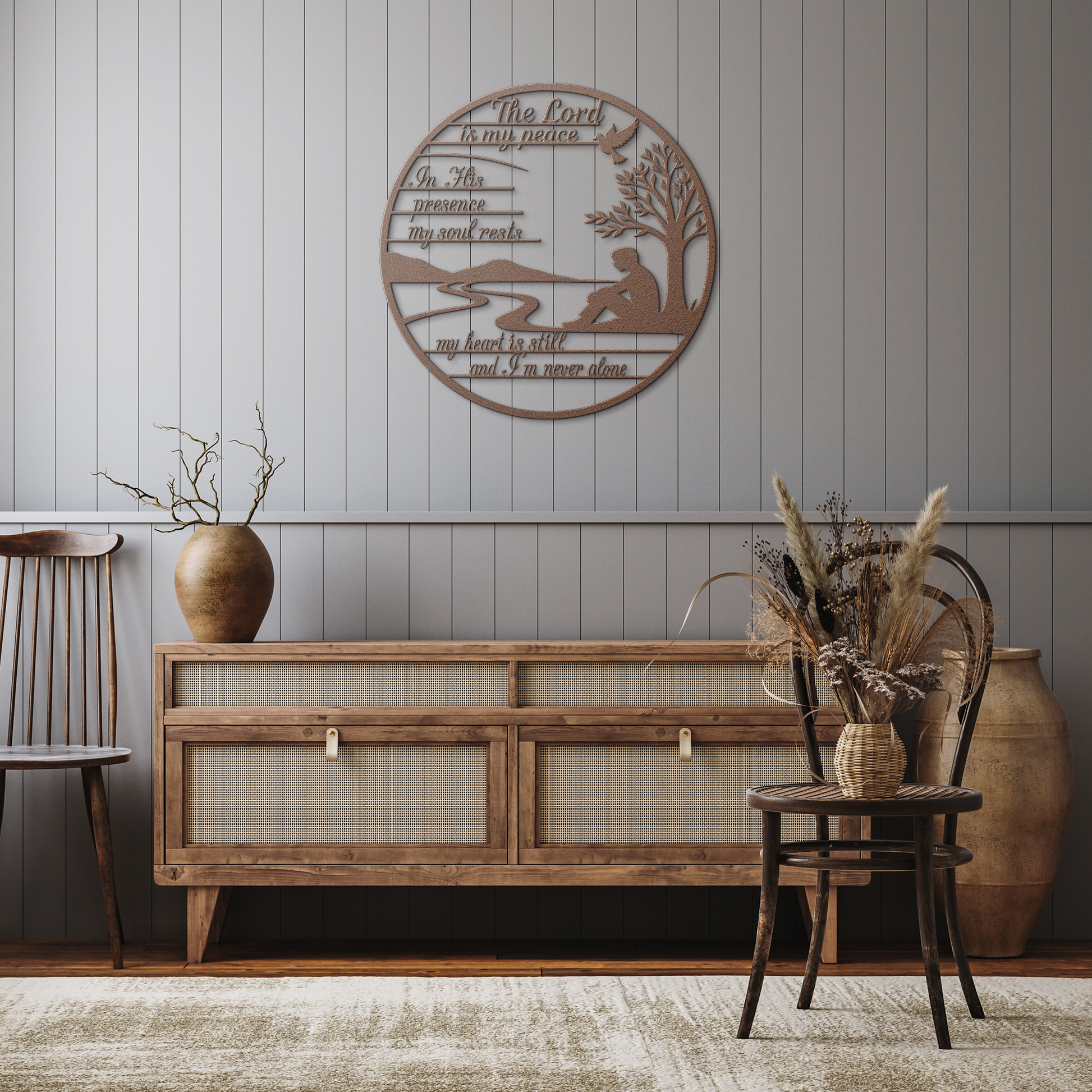 The_Lord_Is_My_Peace_Metal_Wall_Art___Copper_Rustic_Hallway_Mockup.png