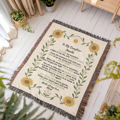 To My Daughter – Personalized Woven Blanket, Custom Cotton Throw Gift