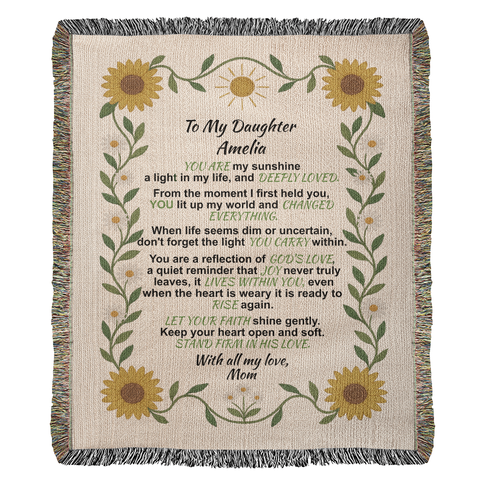 To My Daughter – Personalized Woven Blanket, Custom Cotton Throw Gift