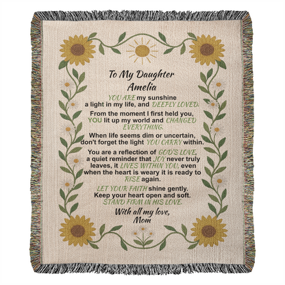 To My Daughter – Personalized Woven Blanket, Custom Cotton Throw Gift