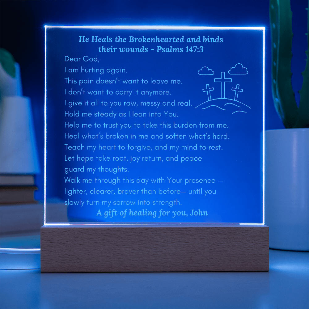 Custom LED Acrylic Prayer Plaque, Christian Encouragement Gift for Comfort & Healing