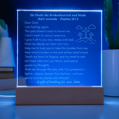 Custom LED Acrylic Prayer Plaque, Christian Encouragement Gift for Comfort & Healing