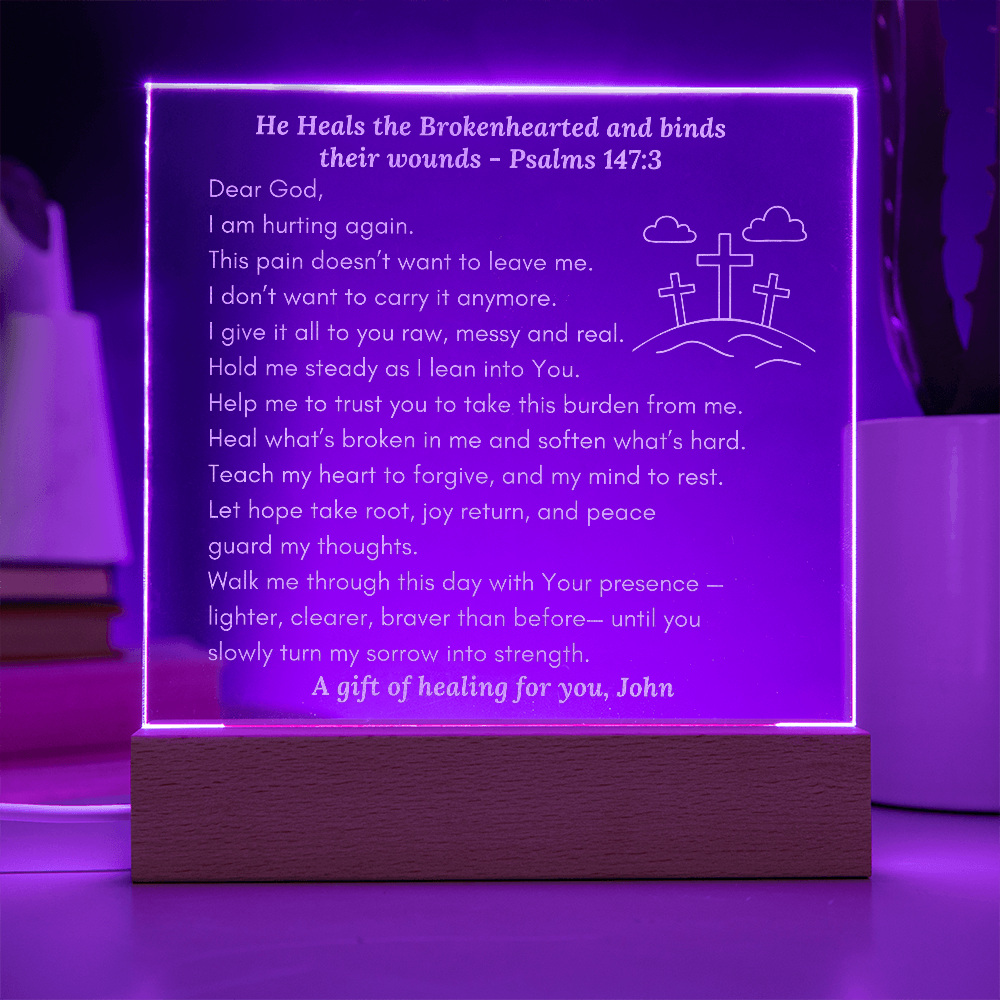 Custom LED Acrylic Prayer Plaque, Christian Encouragement Gift for Comfort & Healing