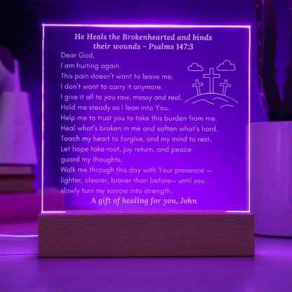Custom LED Acrylic Prayer Plaque, Christian Encouragement Gift for Comfort & Healing