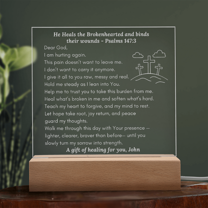 Custom LED Acrylic Prayer Plaque, Christian Encouragement Gift for Comfort & Healing
