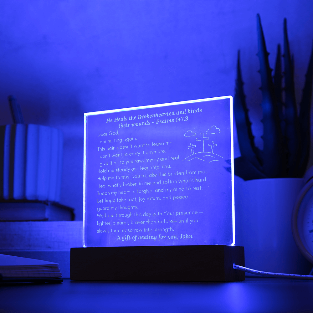 Custom LED Acrylic Prayer Plaque, Christian Encouragement Gift for Comfort & Healing