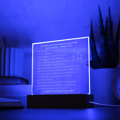 Custom LED Acrylic Prayer Plaque, Christian Encouragement Gift for Comfort & Healing