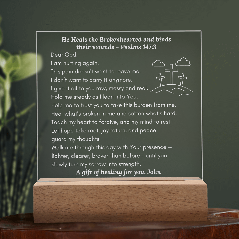 Custom LED Acrylic Prayer Plaque, Christian Encouragement Gift for Comfort & Healing