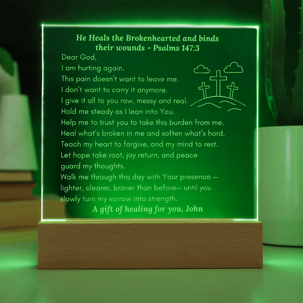 Custom LED Acrylic Prayer Plaque, Christian Encouragement Gift for Comfort & Healing