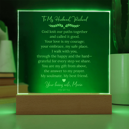 Husband Anniversary Gift – Personalized LED Engraved Acrylic Plaque, Name & Date