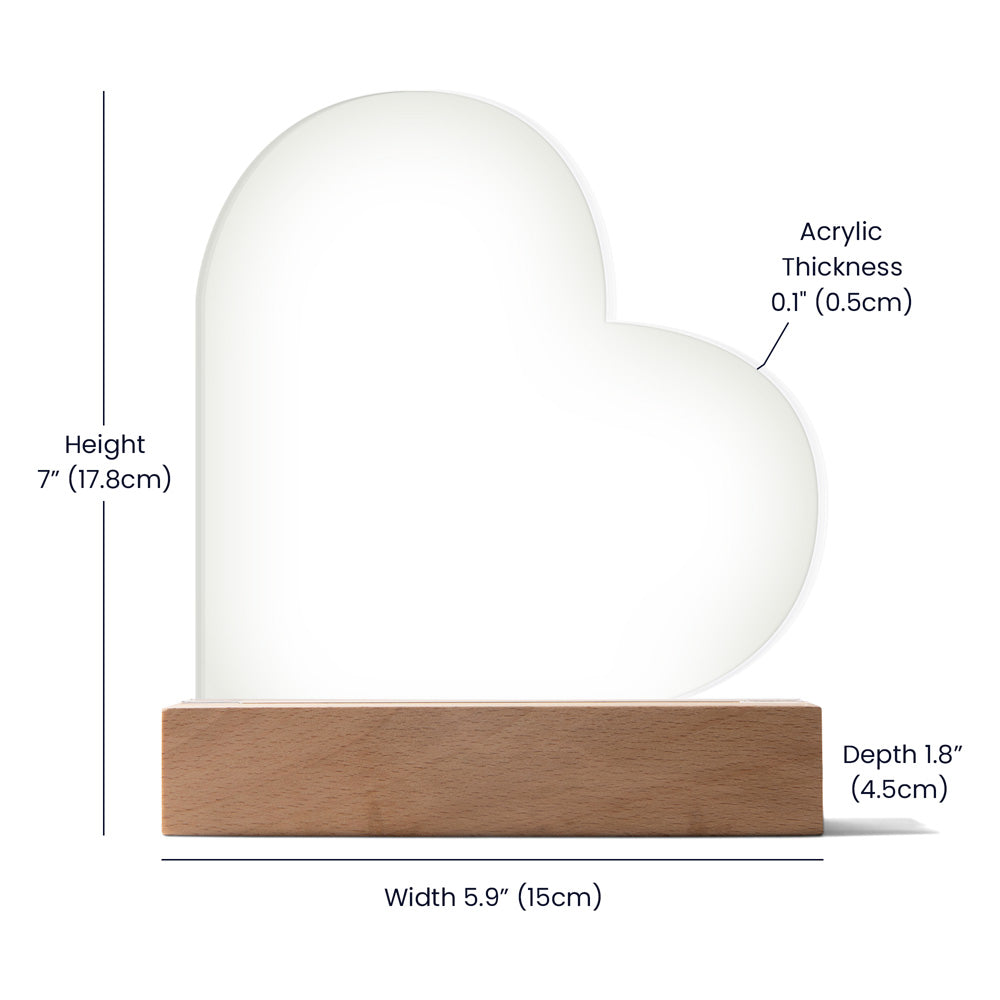 Custom LED Acrylic Plaque – Floral Heart Keepsake Gift for Grandma, Nana, or Mama