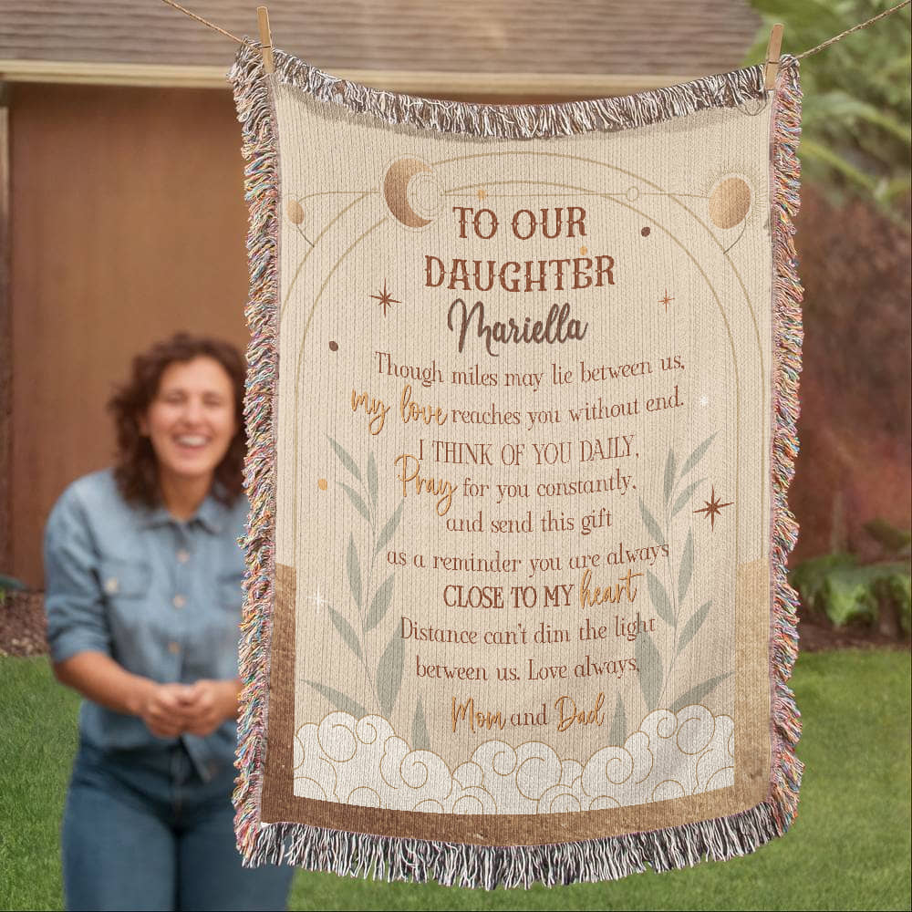 Personalized Blanket for Daughter from Mom and Dad – Long Distance Gift of Love and Prayer