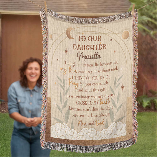 Personalized Blanket for Daughter from Mom and Dad – Long Distance Gift of Love and Prayer