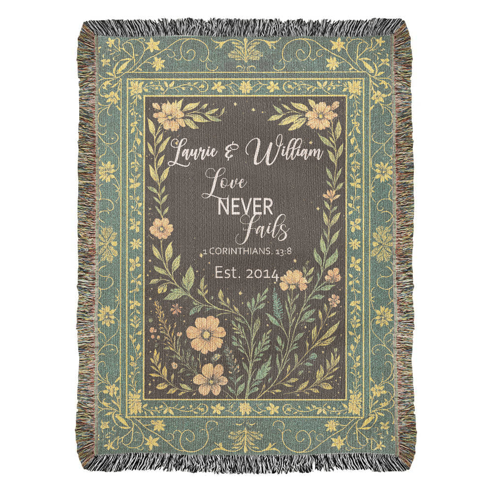 Personalized Wedding Blanket – Love Never Fails