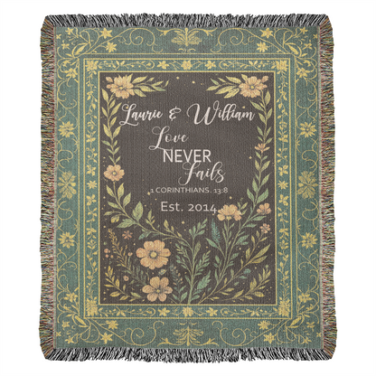 Personalized Wedding Blanket – Love Never Fails