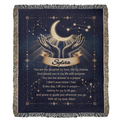 Woven Blanket Gift for Bonus or Stepdaughter – Personalized from Mom or Stepmom