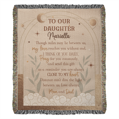 Personalized Blanket for Daughter from Mom and Dad – Long Distance Gift of Love and Prayer