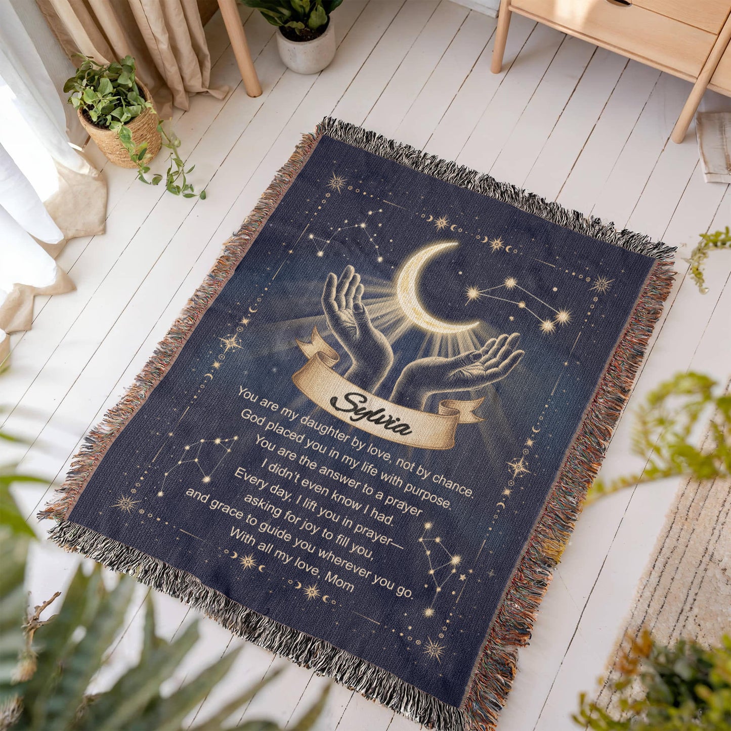 Woven Blanket Gift for Bonus or Stepdaughter – Personalized from Mom or Stepmom