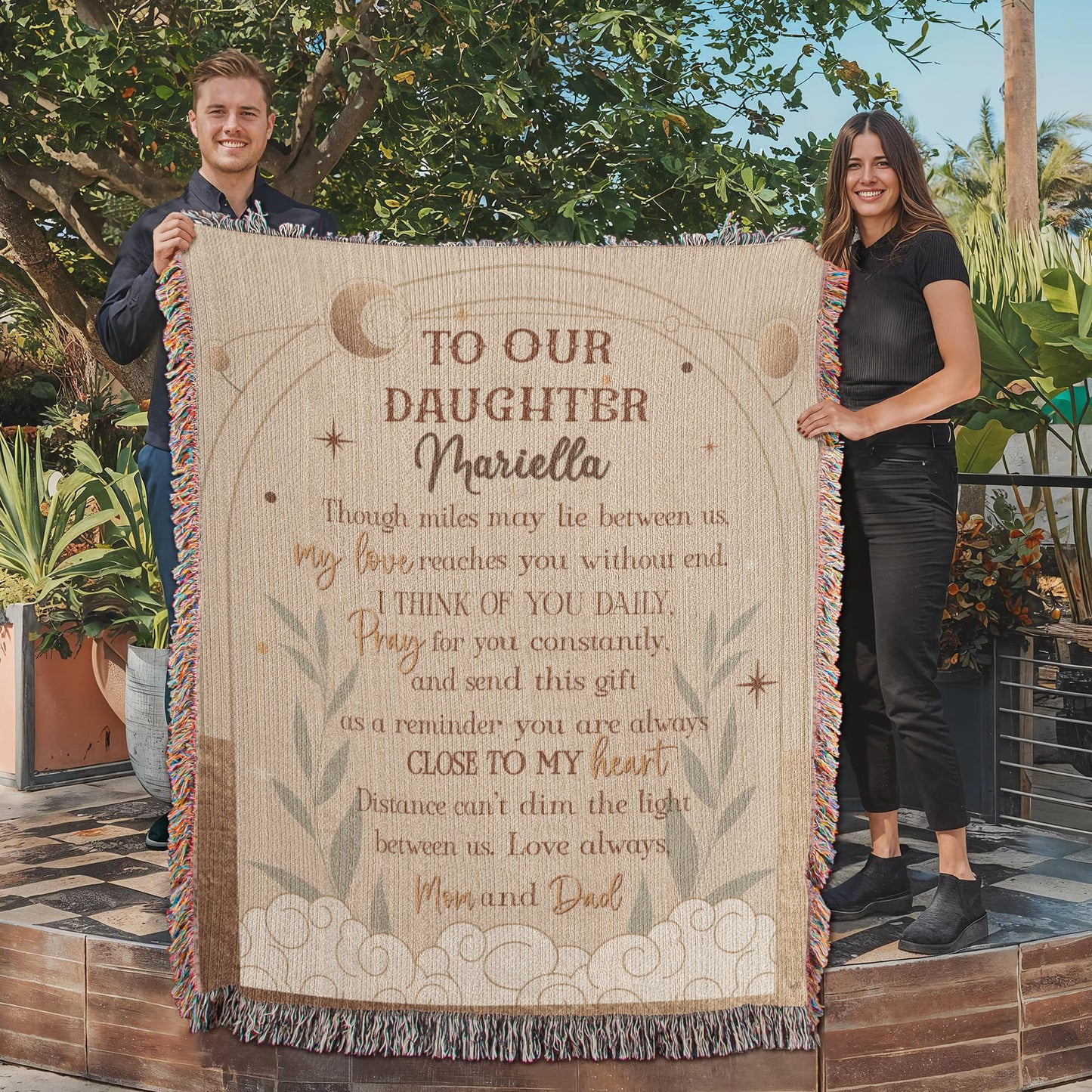 Personalized Blanket for Daughter from Mom and Dad – Long Distance Gift of Love and Prayer
