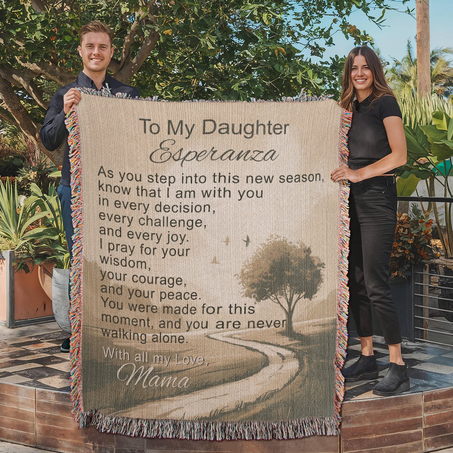 Personalized Christian Blanket for Daughter from Mom with Encouragement and Faith