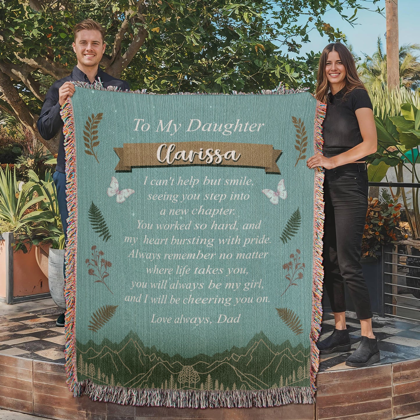 Personalized Woven Blanket for Daughter – Graduation Gift