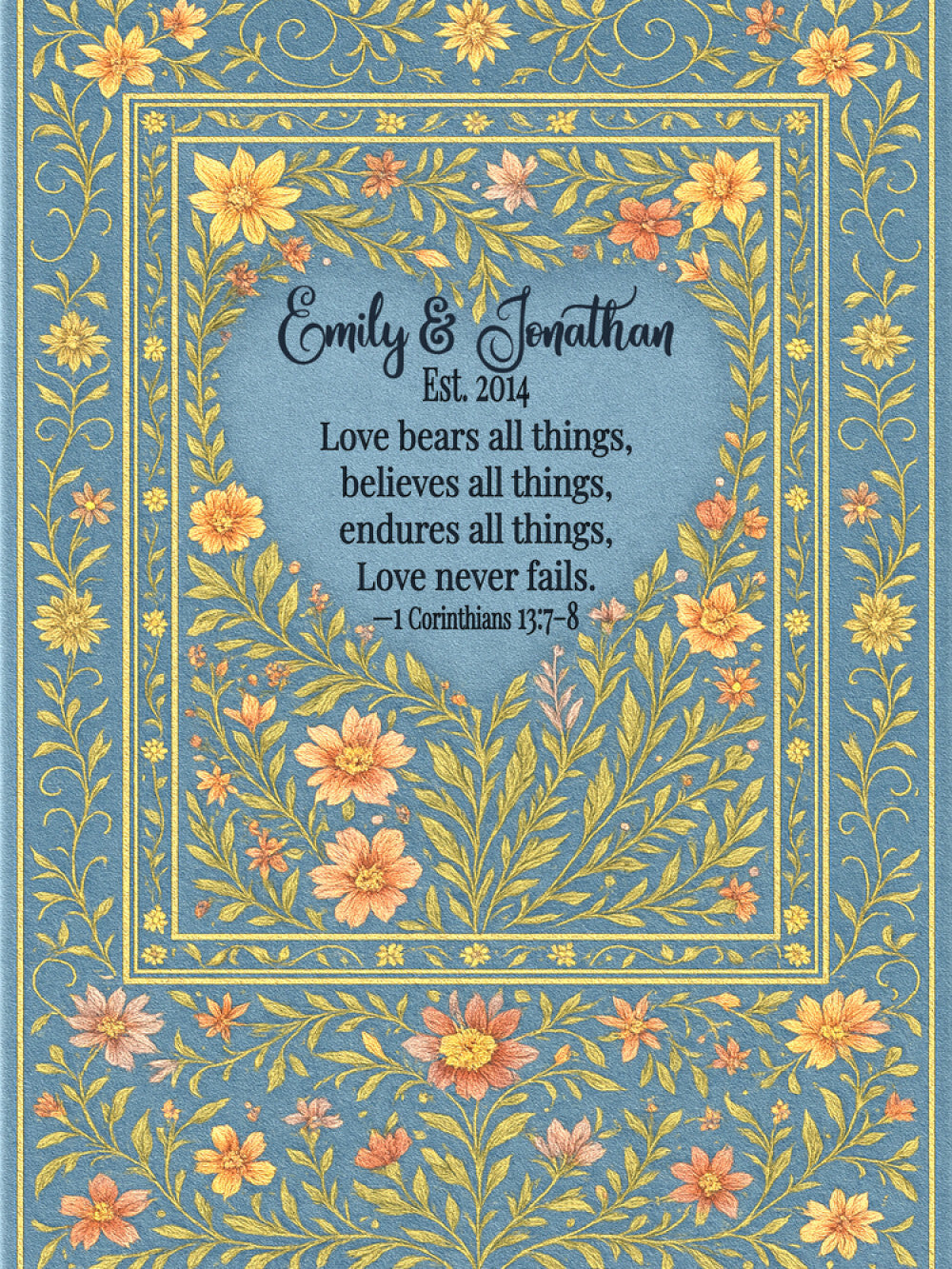 Personalized Christian Wedding Woven Blanket – Love Bears All Things