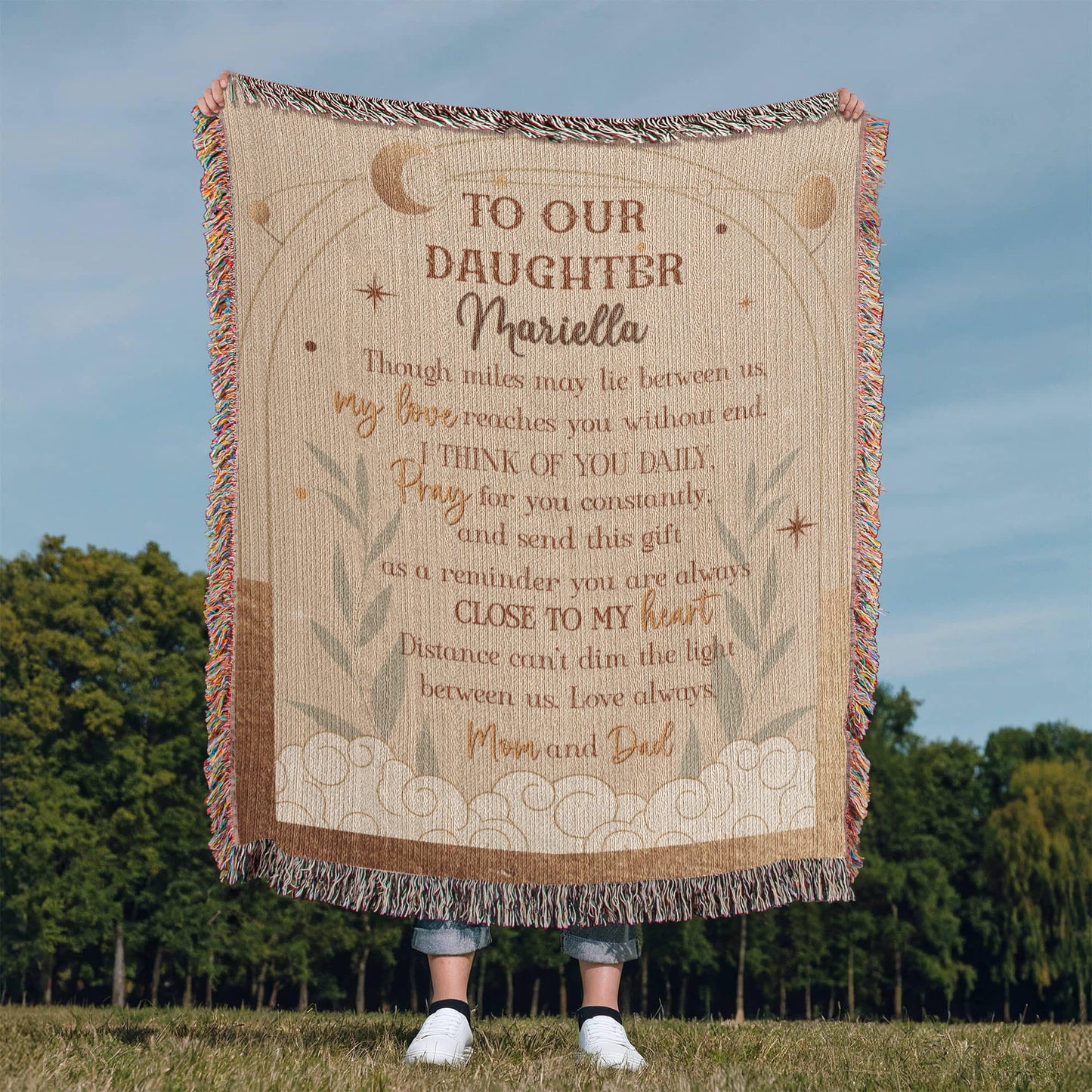 Personalized Blanket for Daughter from Mom and Dad – Long Distance Gift of Love and Prayer