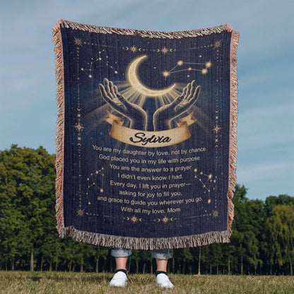 Woven Blanket Gift for Bonus or Stepdaughter – Personalized from Mom or Stepmom