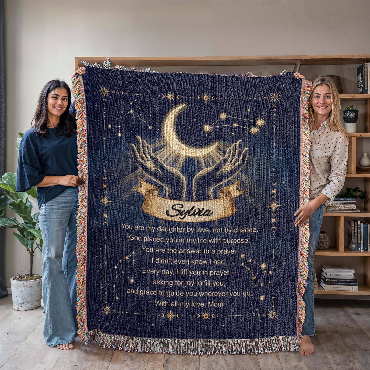 Woven Blanket Gift for Bonus or Stepdaughter – Personalized from Mom or Stepmom