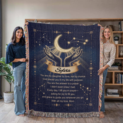Woven Blanket Gift for Bonus or Stepdaughter – Personalized from Mom or Stepmom