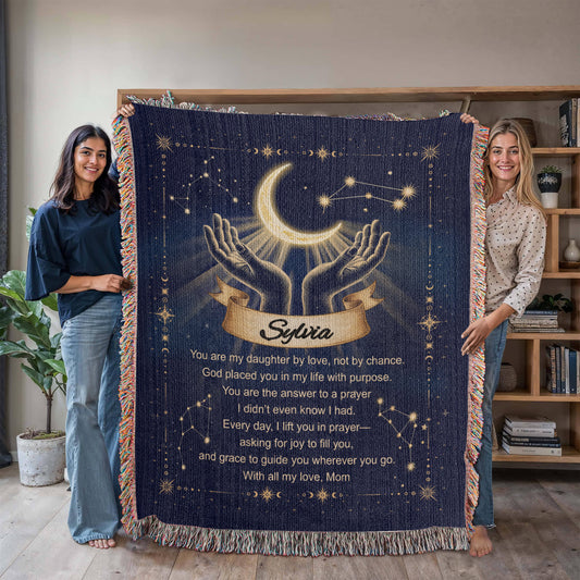 Woven Blanket Gift for Bonus or Stepdaughter – Personalized from Mom or Stepmom