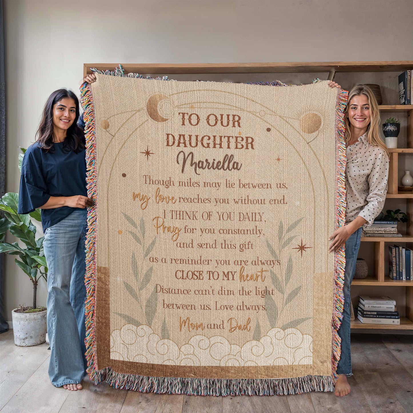 Personalized Blanket for Daughter from Mom and Dad – Long Distance Gift of Love and Prayer
