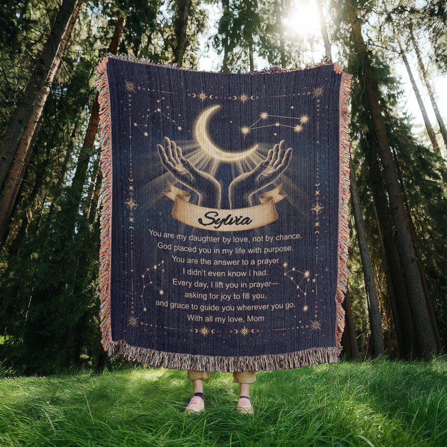 Woven Blanket Gift for Bonus or Stepdaughter – Personalized from Mom or Stepmom