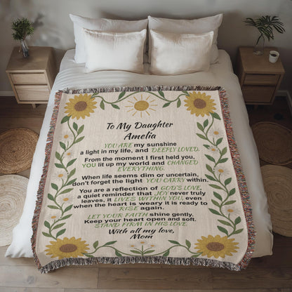 To My Daughter – Personalized Woven Blanket, Custom Cotton Throw Gift