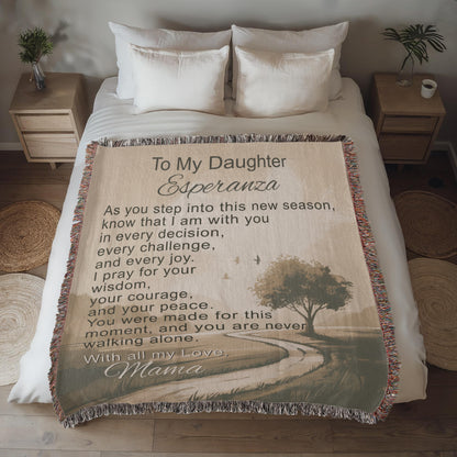 Personalized Christian Blanket for Daughter from Mom with Encouragement and Faith